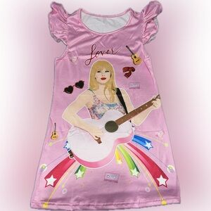 Girls Pink Taylor Swift Nightgown with Ruffled Sleeves